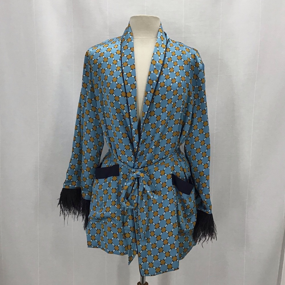 Zara Flowing blazer feather Retro Boho Kimono - Picture 3 of 8